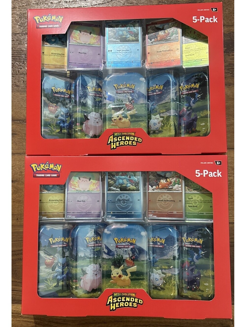 Set of 2 Pokémon TCG Ascended Heroes SEALED Mini Tin 5-Pack Costco Box - 10 Tins